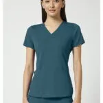 V-Neck Shirttail Top (MC7459) - Caribbean Blue