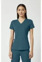 V-Neck Shirttail Top (MC7459) - Caribbean Blue