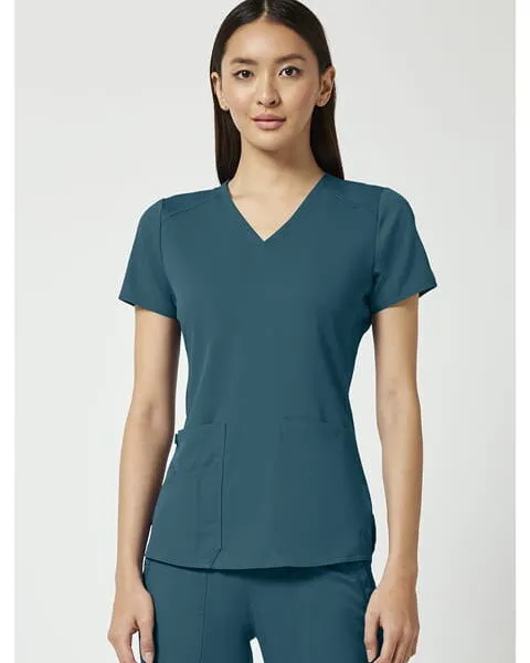 V-Neck Shirttail Top (MC7459) - Caribbean Blue